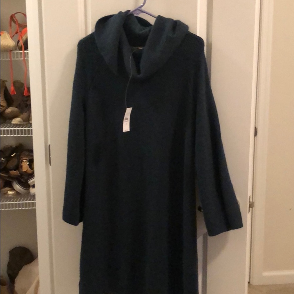 Olive Green Cowl Neck Sweater Dress (bell sleeve)